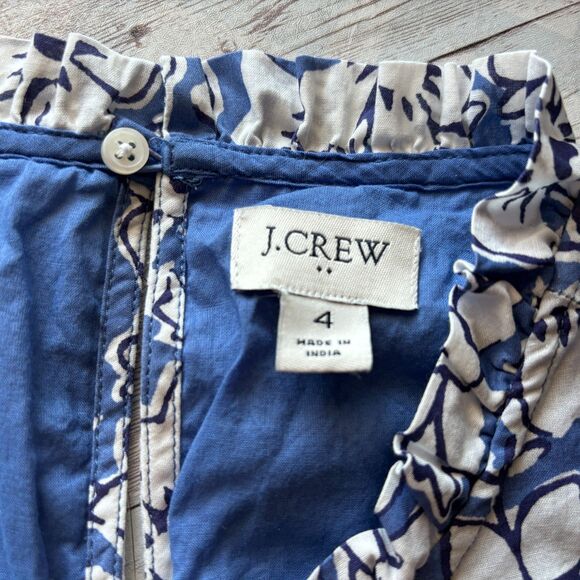 J. Crew Factory Mini Dress With Ruffle Sleeves Calas Block Mix Easter Size 4 - Picture 10 of 12